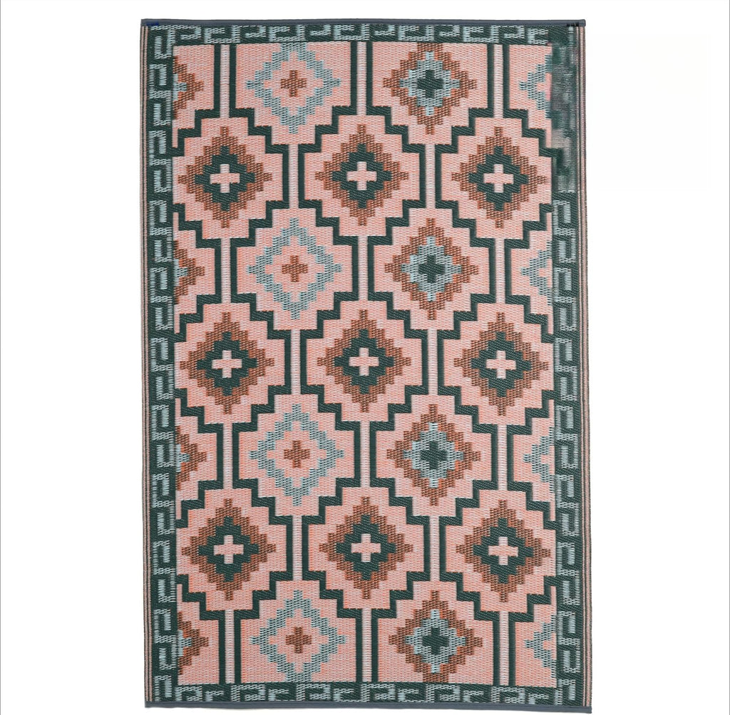 4x6 Green Boho Reversible Outdoor Rug