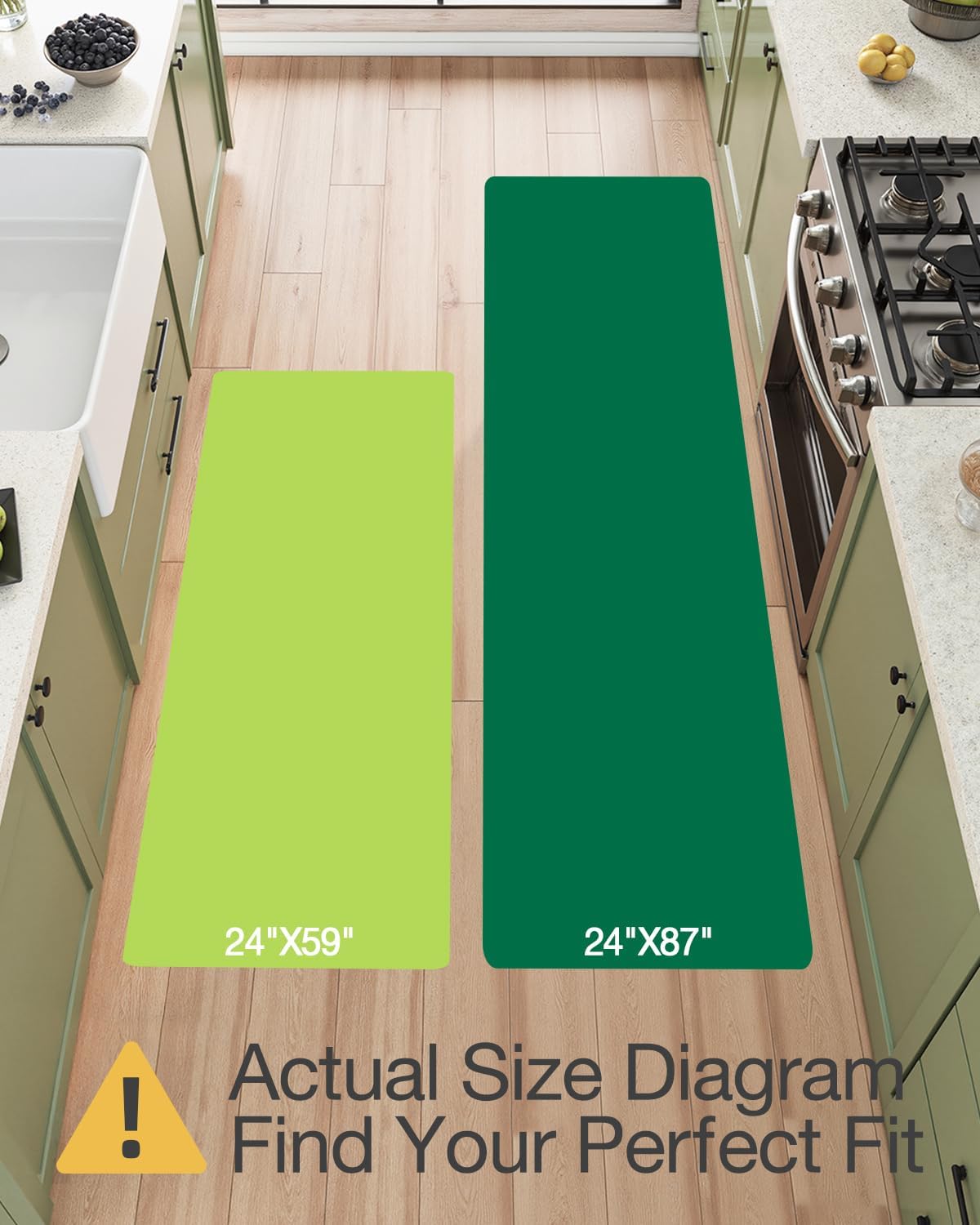 Anti Fatigue Kitchen Mat 24x59 Gray
