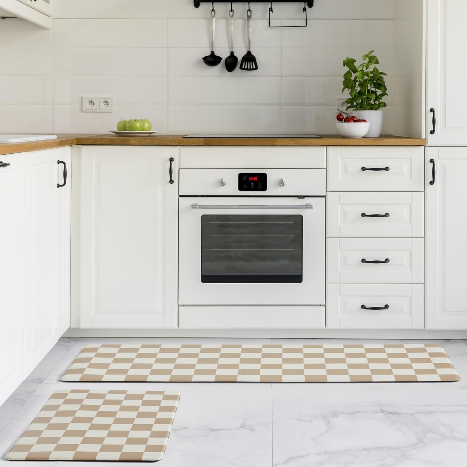 Kitchen Mat Set Beige Khaki