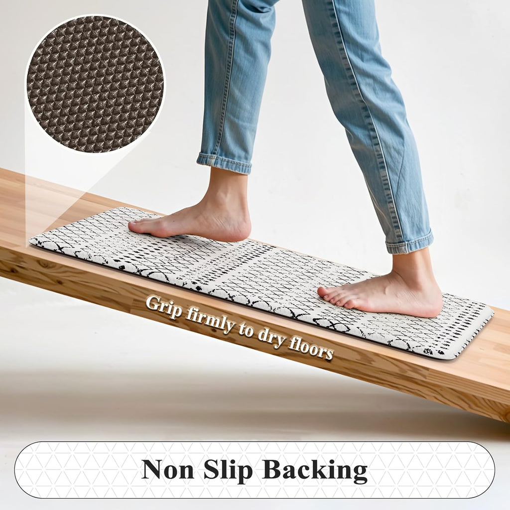 Anti Fatigue Kitchen Runner 17.3x59 Black White