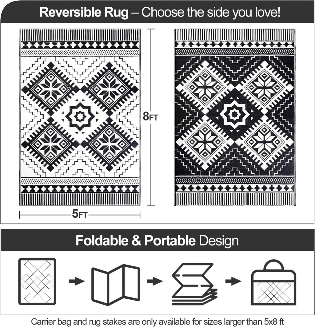 5x8 Boho Reversible Outdoor Rug