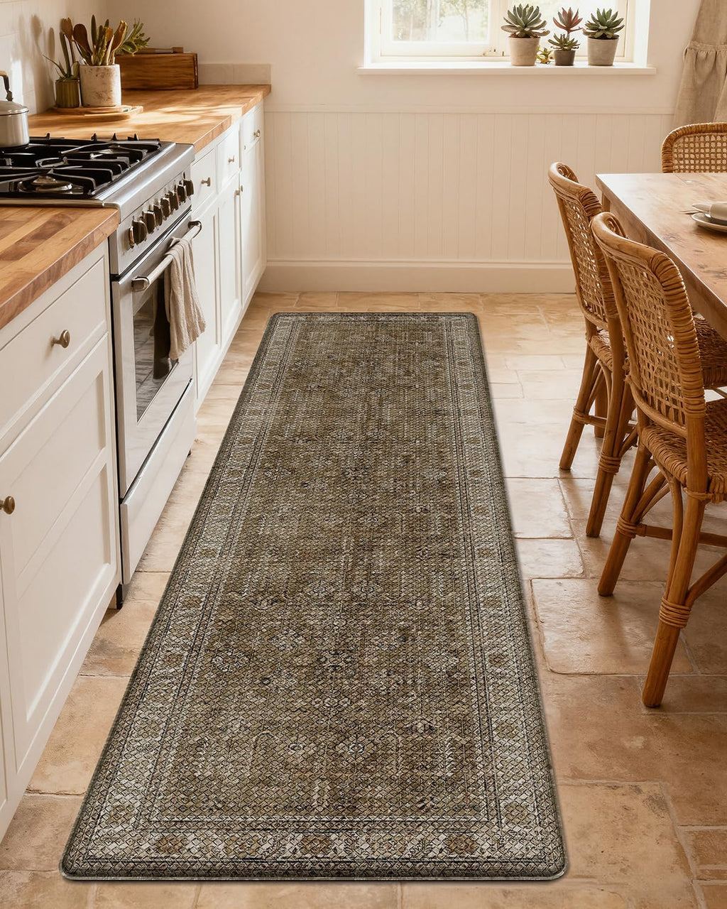 Anti Fatigue Kitchen Mat 24x87 Olive Beige
