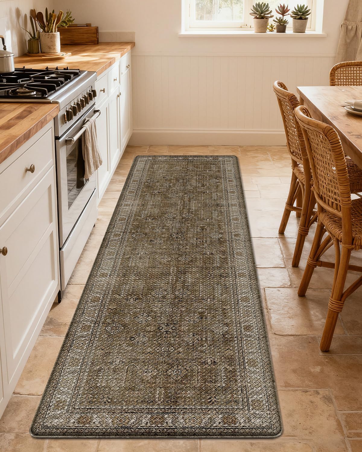 Anti Fatigue Kitchen Mat 24x87 Olive Beige