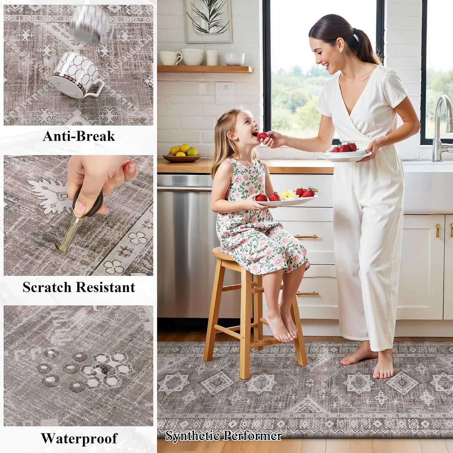 Anti Fatigue Kitchen Mat 24x71 Taupe Ivory