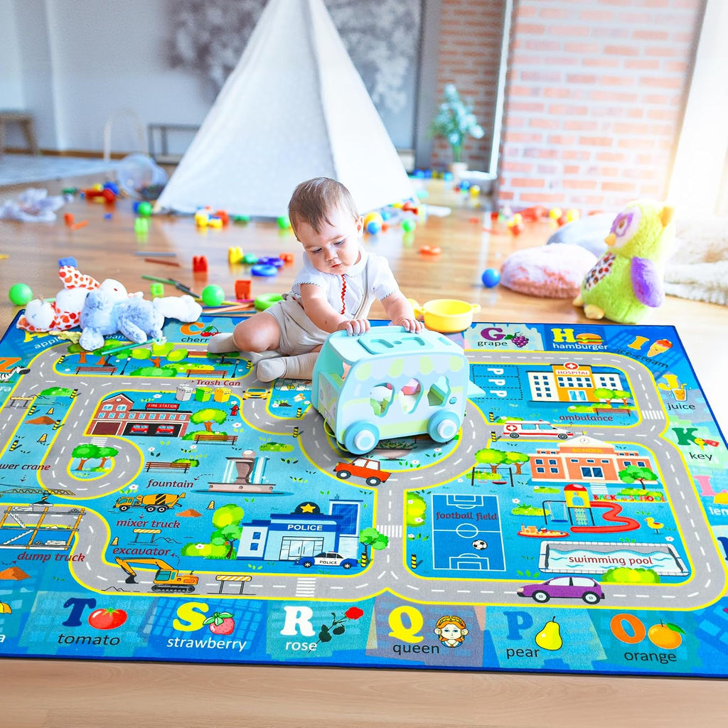 5x7 Kids Car Road Rug