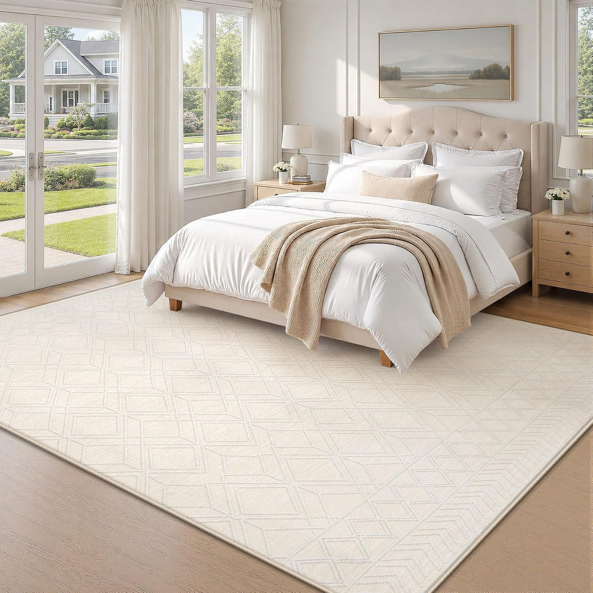 6x9 Beige Moroccan Washable Area Rug