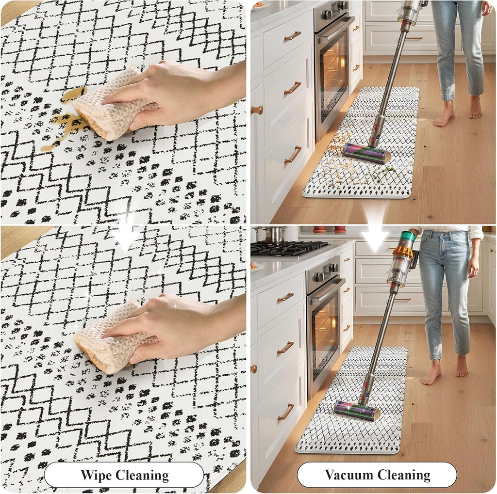 Anti Fatigue Kitchen Runner 17.3x59 Black White