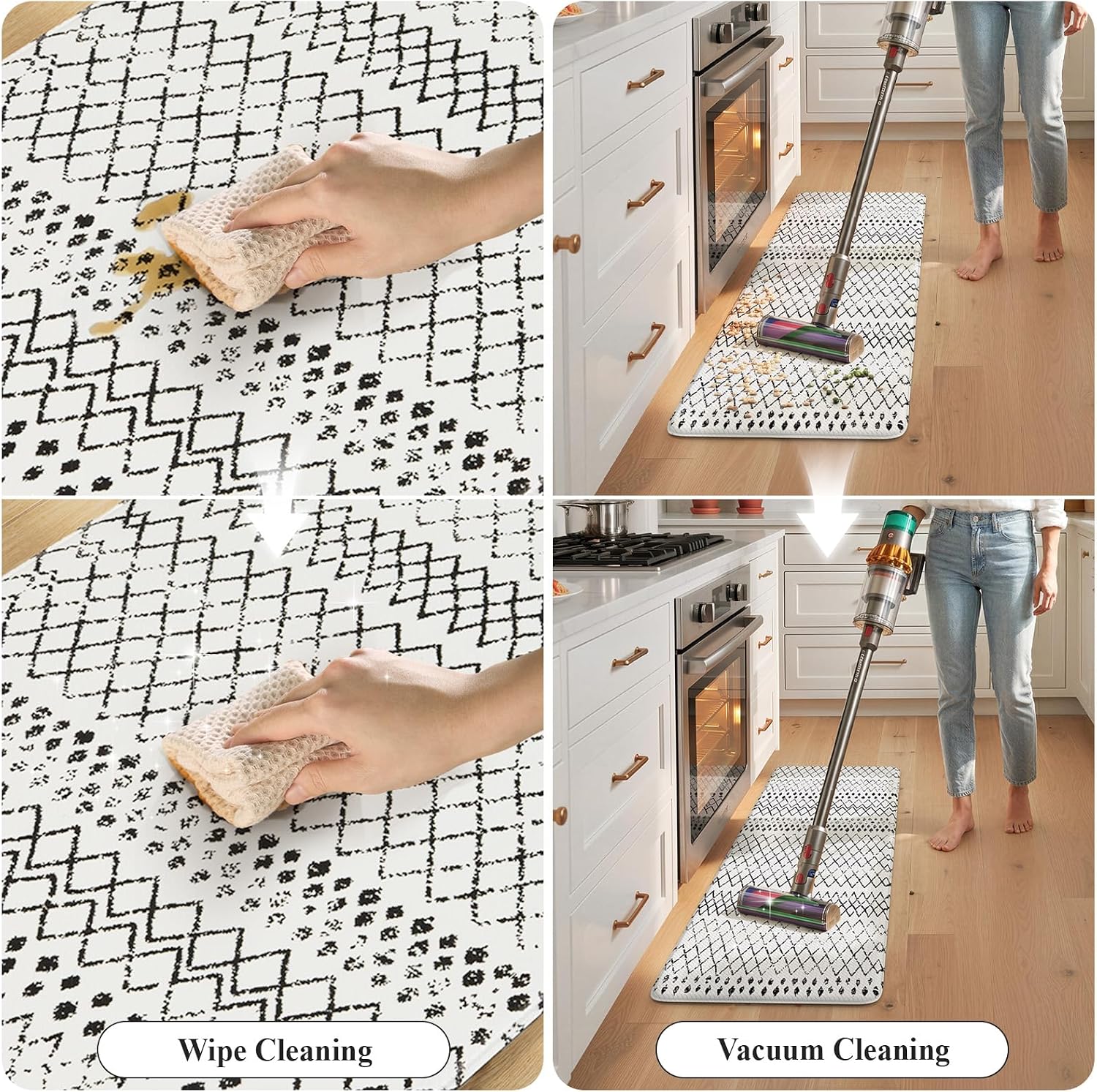 Anti Fatigue Kitchen Runner 17.3x59 Black White