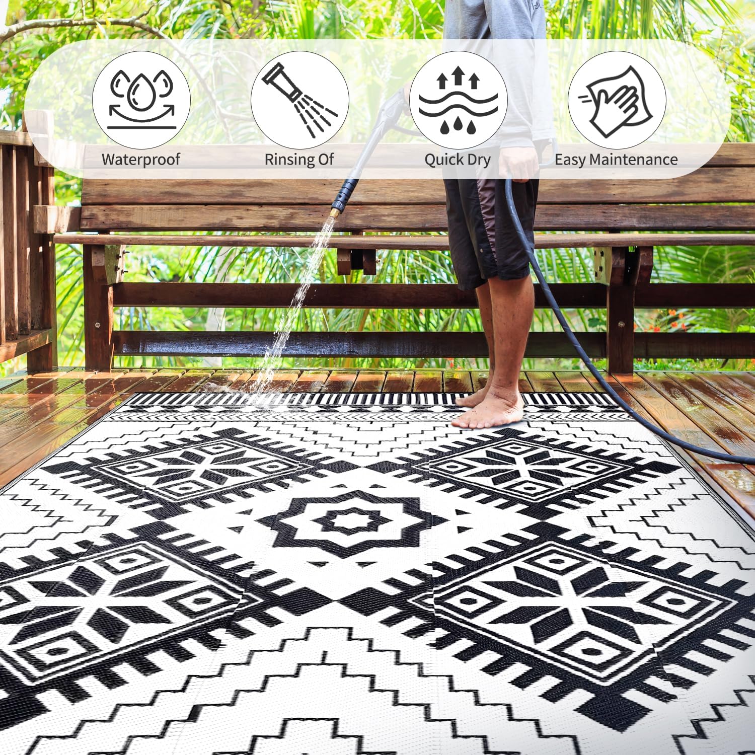 5x8 Boho Reversible Outdoor Rug