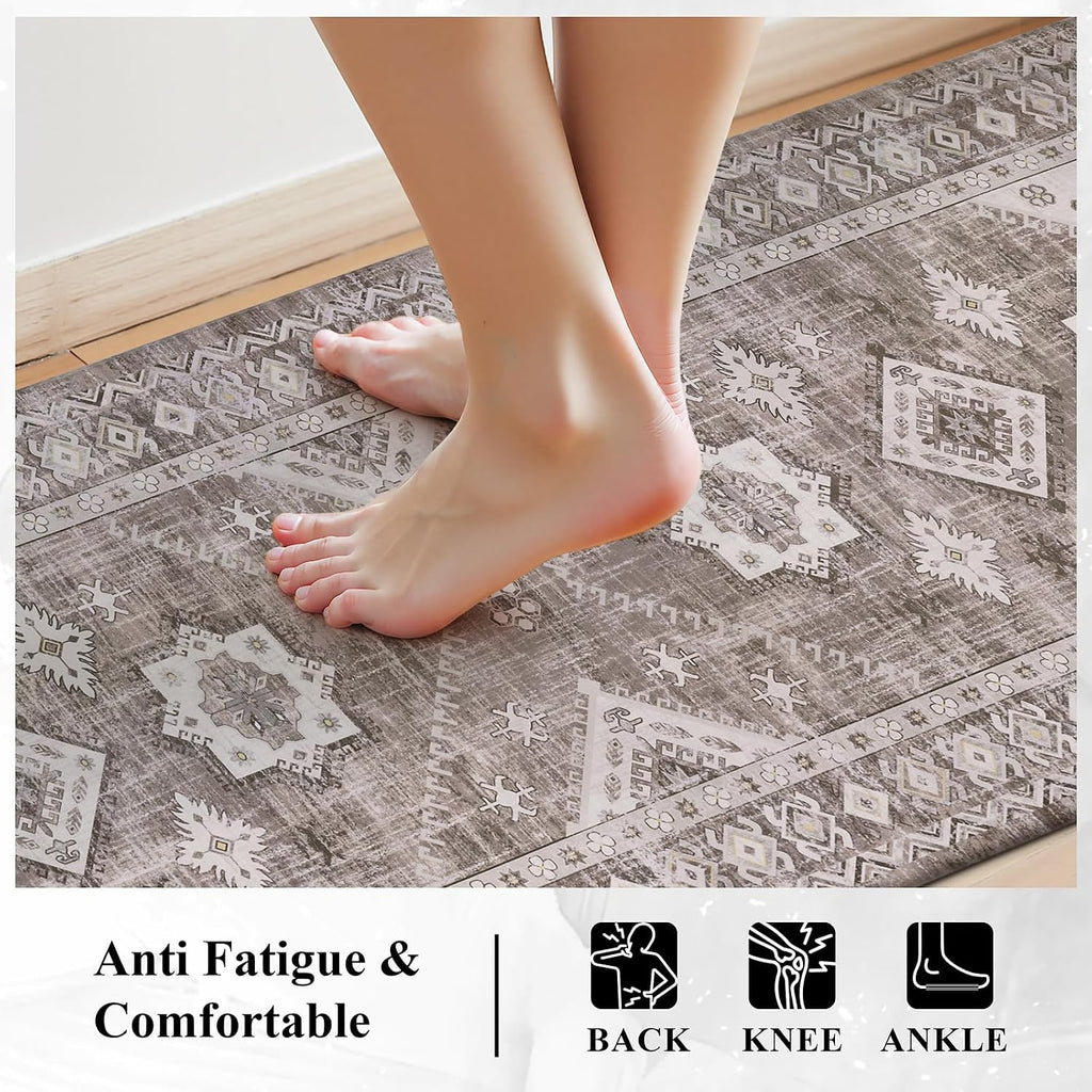 Anti Fatigue Kitchen Mat 24x71 Taupe Ivory