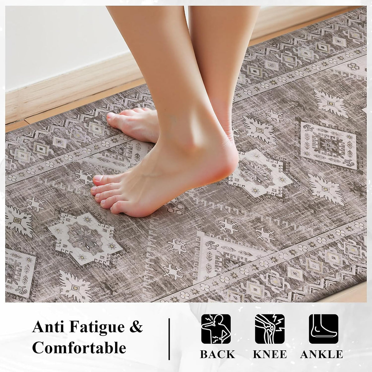 Anti Fatigue Kitchen Mat 24x71 Taupe Ivory