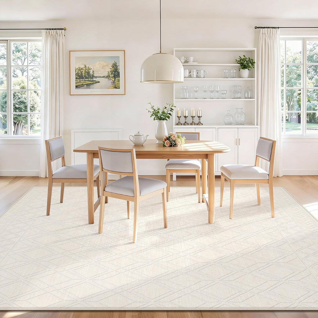 6x9 Beige Moroccan Washable Area Rug