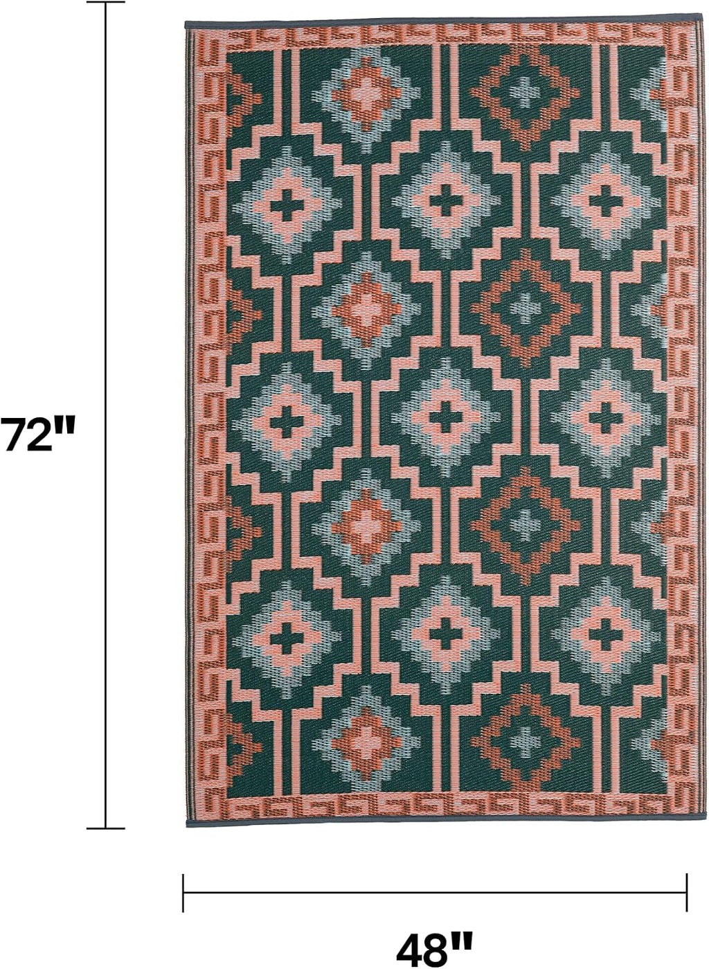 4x6 Green Boho Reversible Outdoor Rug