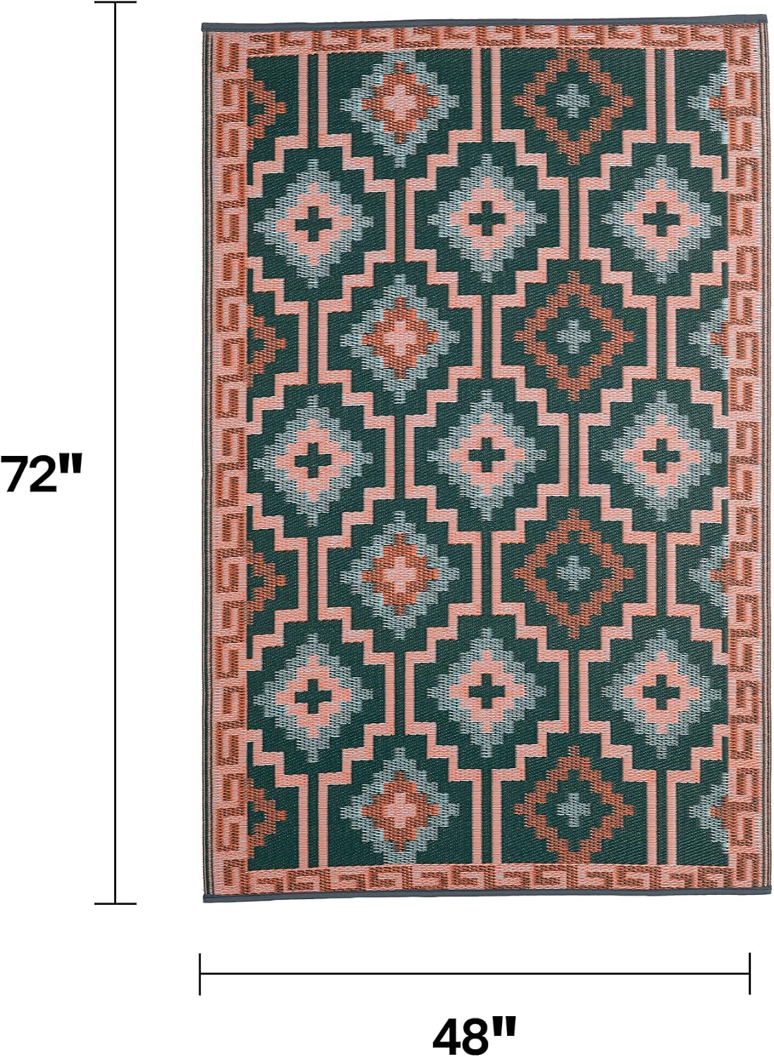 4x6 Green Boho Reversible Outdoor Rug