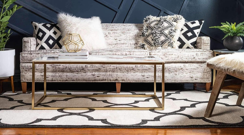 7'1"x10' Beige Moroccan Trellis Rug