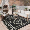 8x10 Black Boho Reversible Outdoor Rug