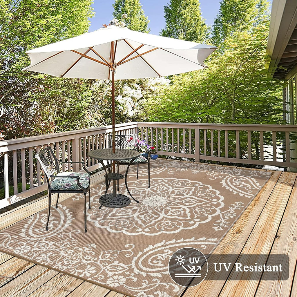 5x8 Brown Boho Outdoor Rug