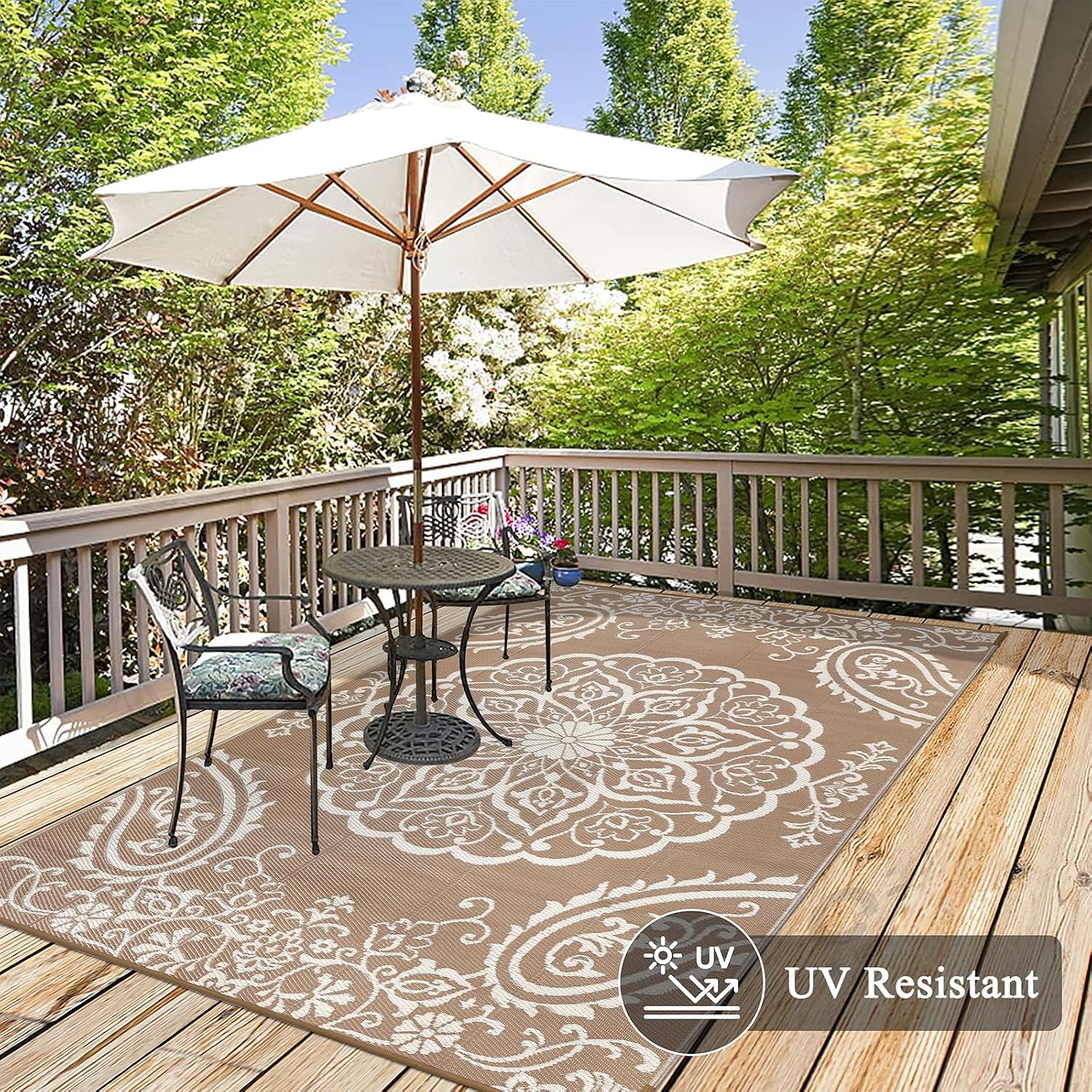 5x8 Brown Boho Outdoor Rug