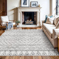 6x6 Square Grey Moroccan Boho Washable Rug