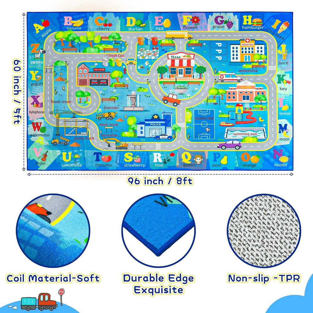 5x7 Kids Car Road Rug