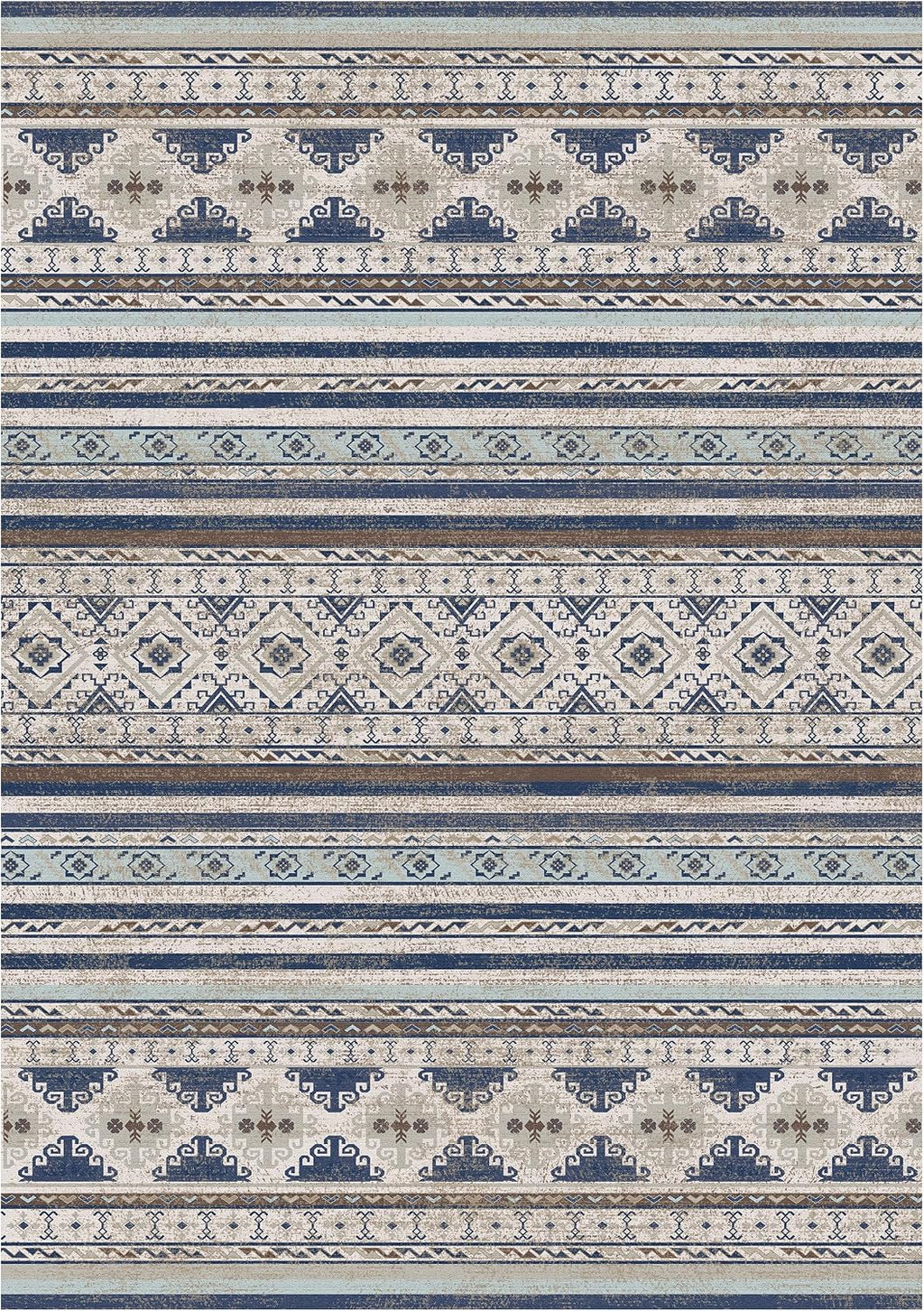 6'x9' Blue Brown Moroccan Washable Rug