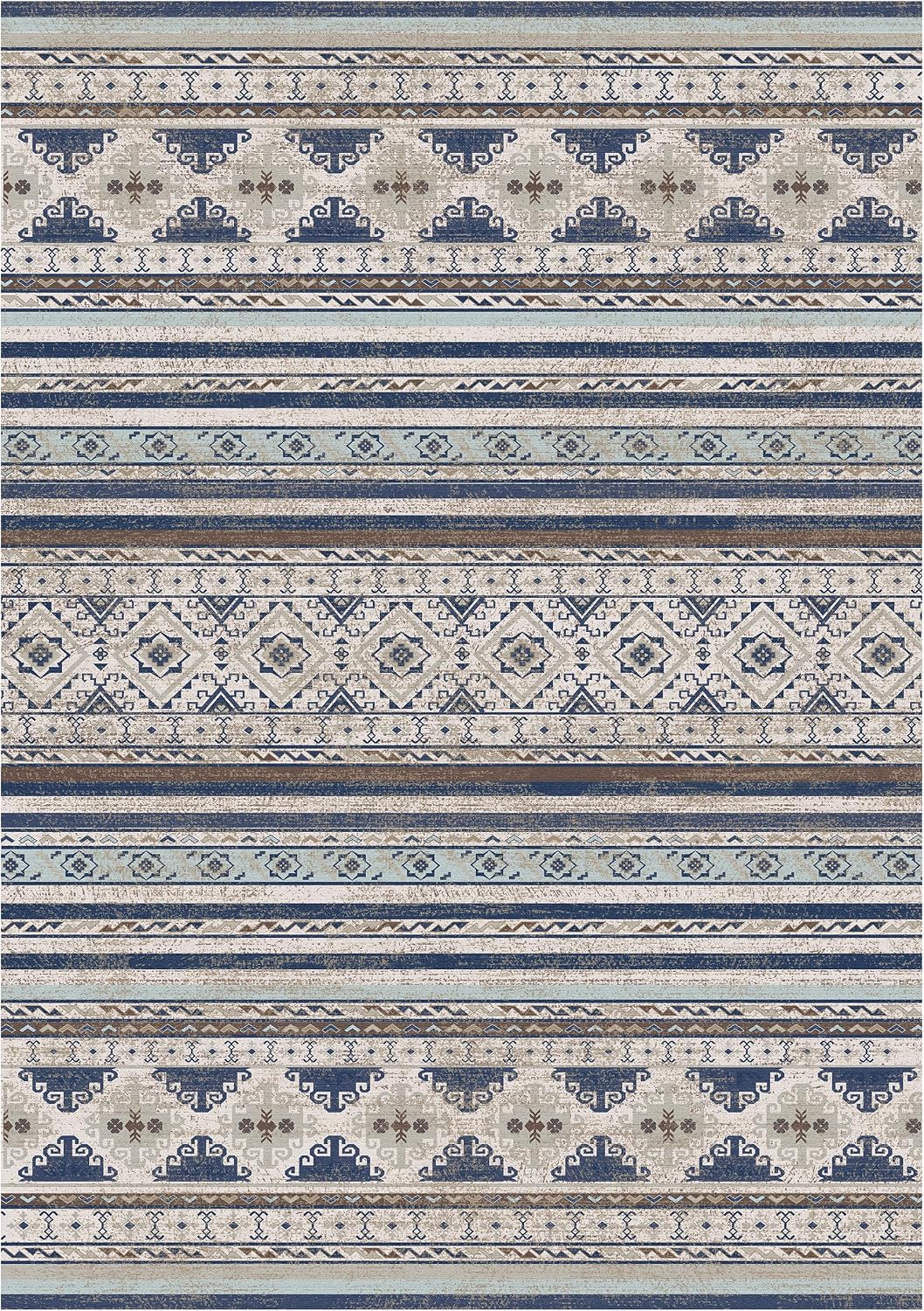 6'x9' Blue Brown Moroccan Washable Rug
